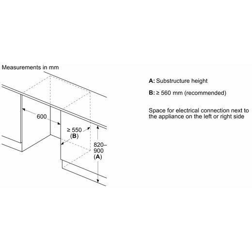 Bosch Series 4 KUR21VFE0G Integrated Under Counter Fridge - Fixed Door Fixing Kit - White - Dimensions